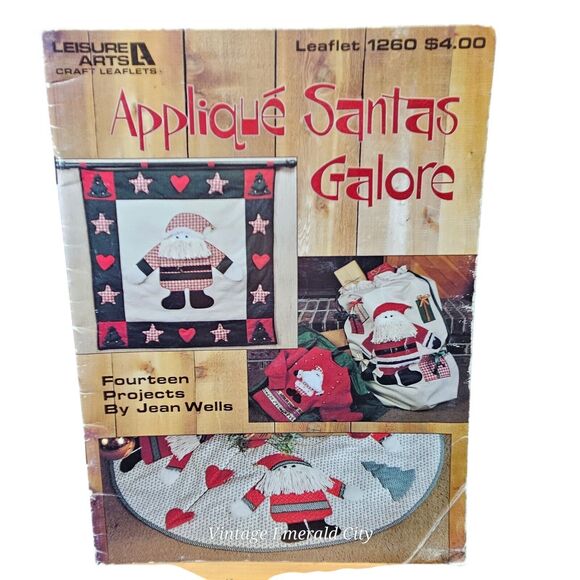 Applique Santas Galore Fabric Pattern Book Jean Wells Christmas Holiday Crafts - Picture 7 of 7